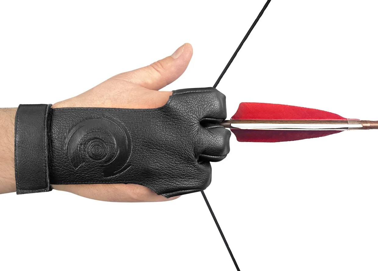 Перчатка для стрельбы из лука кожа (черная)