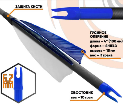 Стрела лучная карбоновая Anarchy 700 натуральное оперение